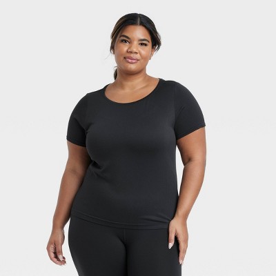 Image of Women's Seamless Short Sleeve Shirt - All In Motion™ Black 2X