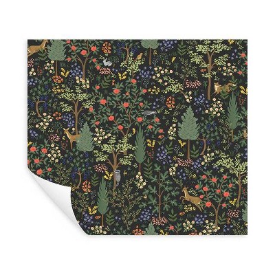 Woodland Black and Green Vinyl Peel and Stick Wallpaper