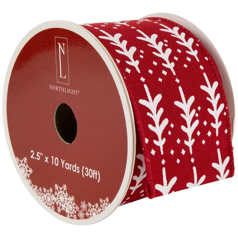 Northlight Red and White Christmas Tree Wired Craft Ribbon 2.5" x 10 Yards, 1 of 7