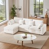 Racxily 118" Oversized Cloud Sectional Sofa with Storage Ottoman, L-Shaped Velvet Couches with Removable Pillows, Beige/Gray - 2 of 4