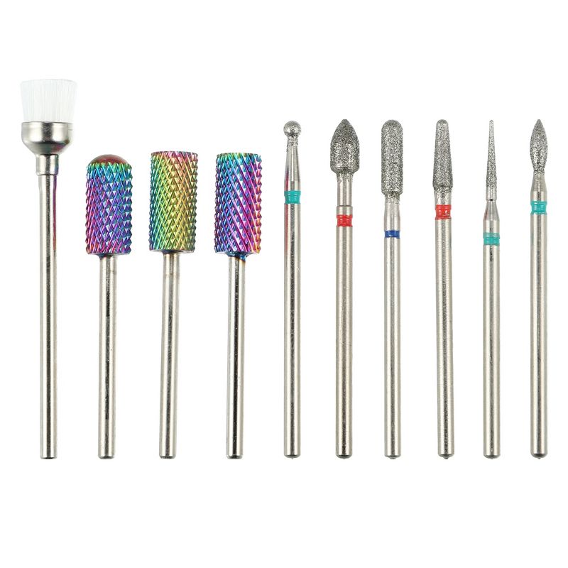 Unique Bargains Nail Drill Bits Set for Acrylic Gel Nails Cuticle Remover Drill Bits Nail Care Supplies 10 Pcs, 1 of 7