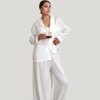 Anna-Kaci Lounge Women's Textured Button Down Pajama Set with Relaxed Fit Long Sleeve Shirt and Wide Leg Pants - 2 of 4