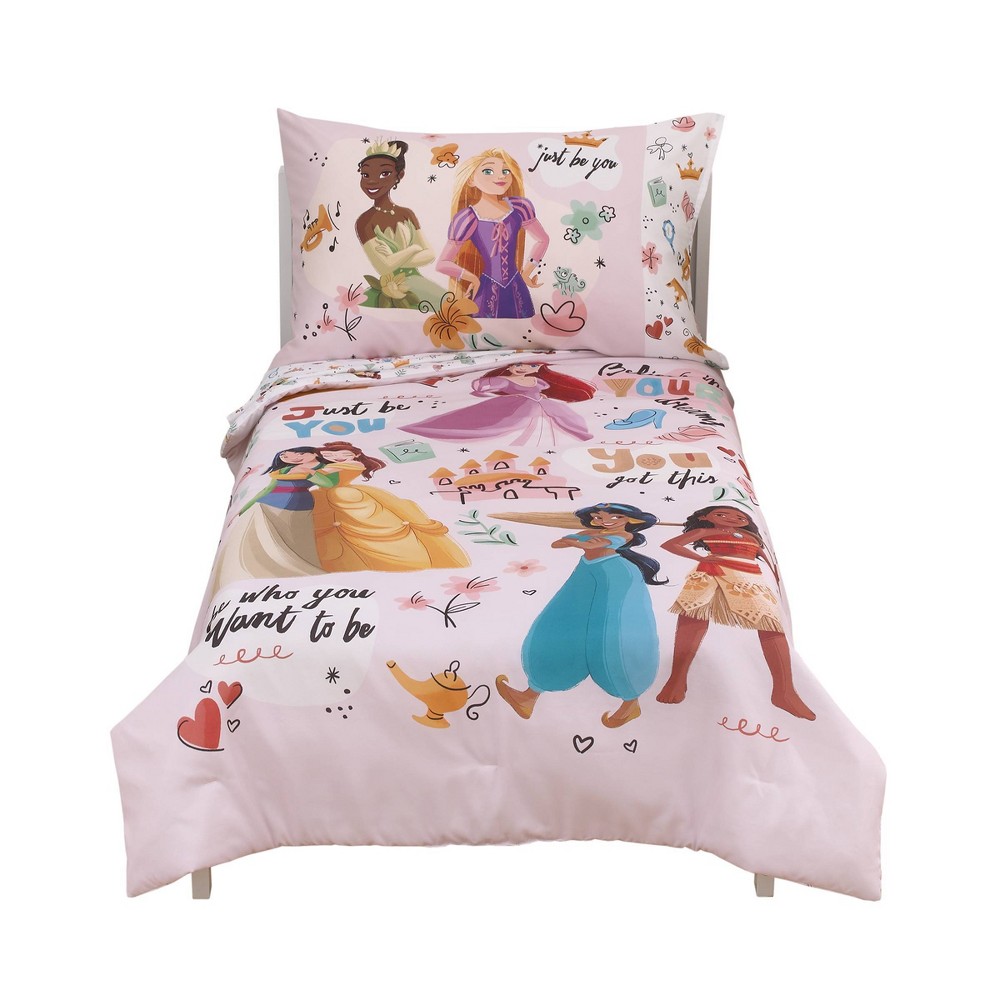 Photos - Bed Linen 4pc Toddler Disney Princess Just Be You Bed Set - Pink