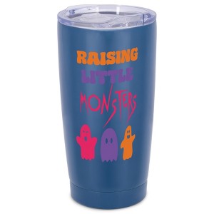 Elanze Designs Raising Little Monsters Ghosts Mom & Dad Halloween Wrap-Around Design 20 Ounce Stainless Steel On-The-Go Coffee Mug, Thermal Travel - 1 of 4