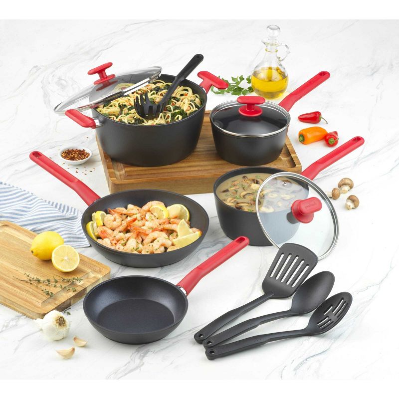 GoodCook ProEase Nonstick 12pc Cookware Set Red, 3 of 10