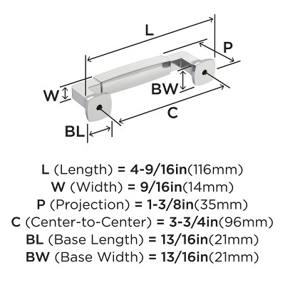 Polished Chrome 3-3/4 inch Center-to-Center Bar Pull