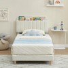 Upholstered Velvet Platform Bed Frame with Bookcase Headboard, Bed with Steel Support Legs, Noise-Free, Easy Assembly, Mattress Foundation - 4 of 4