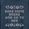 Women's - Instant Message - Bake Bread Go Bed Lightweight French Terry Wide Neck Long Sleeve Graphic Shirt - 2 of 4