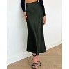 Women's 2025 Satin Midi Skirt - Elegant High Waist A-Line for Cocktail & Wedding Events Dark Army Green - 2 of 4