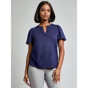 Jones New York Plus Split Neck Flutter Sleeve Top - 1 of 3