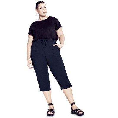 Avenue Women's Plus Size Cotton Roll Up Capri