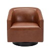 PAGED Fabric Accent Chair with Solid Wood Base, 360° Swivel Lounge Chair for Living Room, Bedroom, Study, Navy Blue - 4 of 4
