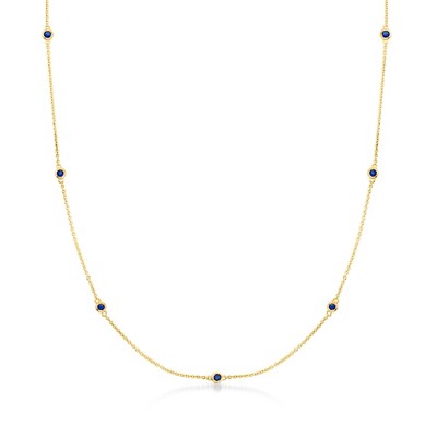 Pure Collection by Ross-Simons 0.20 ct. t.w. Sapphire Station Necklace in 14kt Yellow Gold