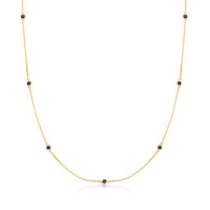 Pure Collection by Ross-Simons 0.20 ct. t.w. Sapphire Station Necklace in 14kt Yellow Gold - 1 of 4