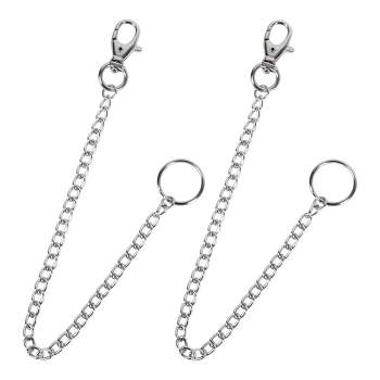 Unique Bargains 25cm Length Metal Key Ring Keychain with Clip Hook Silver Tone 2 Pcs