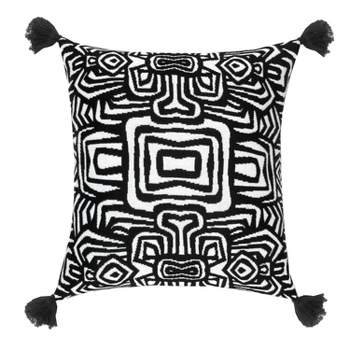 Oga Knit Decorative Pillow Black/White - Rochelle Porter