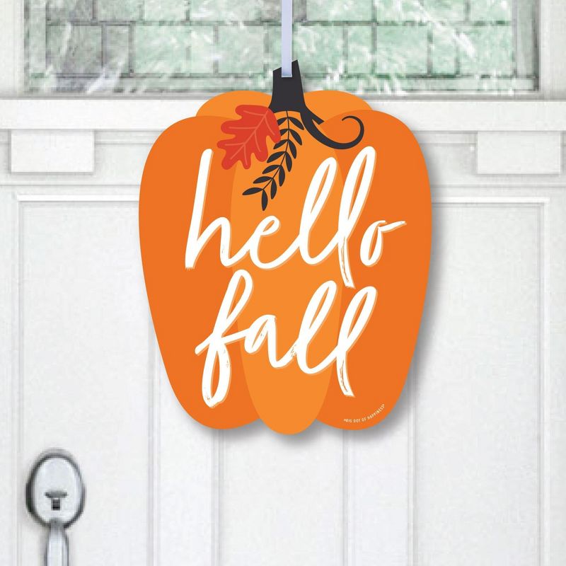 Big Dot of Happiness Fall Pumpkin - Hanging Porch Halloween or Thanksgiving Party Outdoor Decorations - Front Door Decor - 1 Piece Sign, 1 of 9