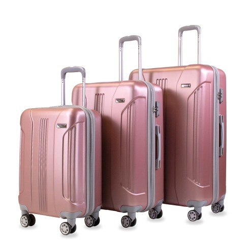 American Green Travel Denali S 3 Piece TSA Anti Theft Spinner Luggage Sets Rose Gold