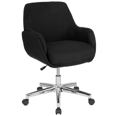 Merrick Lane Home Office Upholstered Mid-Back Chair in Black Fabric