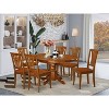 7-Piece Oval Saddle Brown Finish Solid Wood Top Dining Table with 6-Chairs with - 2 of 4