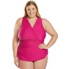 Sporti Sporti Plus Size Isabella Tummy Control Wrap One Piece Swimsuit Black 18W - 2 of 4
