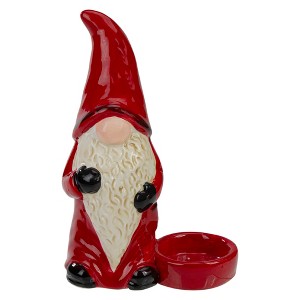 Northlight Gnome Tea Light Christmas Candle Holder - 7" - Red and Black - 1 of 4