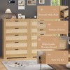 Rattan 5 Drawer Dressers for Bedroom,with Deep Drawers,Large Chest of Drawers for Closet with Wide Top,Long Wooden Dresser for Living Room,Hallway - 3 of 4