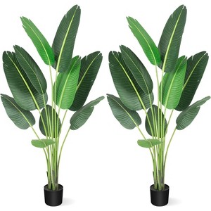 Artificial Bird of Paradise Plant, Lifelike Tall Faux Tropical Tree, Indoor/Outdoor Decorative with Bendable Leaves - 1 of 4