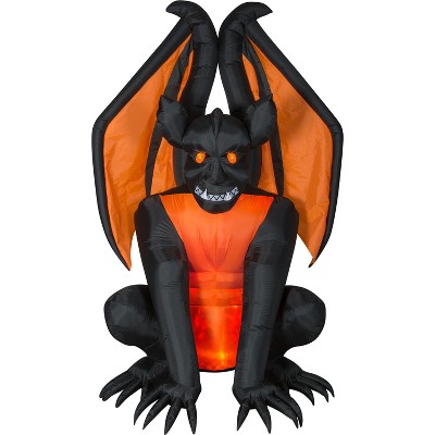 Gemmy Projection  Airblown Inflatable Fire & Ice Gargoyle (RRPm), 8 ft Tall, Multicolored