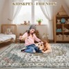 Washable Vintage Rug Non Slip Low Pile Rug Soft Throw Floor Cover Floral Foldable Indoor Carpet for Living Room Bedroom Playroom Nursery - 4 of 4
