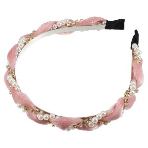 Unique Bargains Women's Rhinestone Pearl Wrap Fabric Faux Pearl Headband - 1 of 4