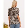 INSPIRE CHIC Women's Boho Floral Button Up V Neck Dressy Casual Short Sleeve Blouse - 3 of 4