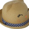 CTM Girl's Smiling Kitty Face Straw Sun Hat - 3 of 3
