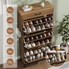 TIME HOLLOW 3-Flip Drawer Shoe Cabinet, Narrow Rustic Organizer with Adjustable Shelves, Farmhouse Storage Rack for Entryway,Living Room,Brown - 4 of 4