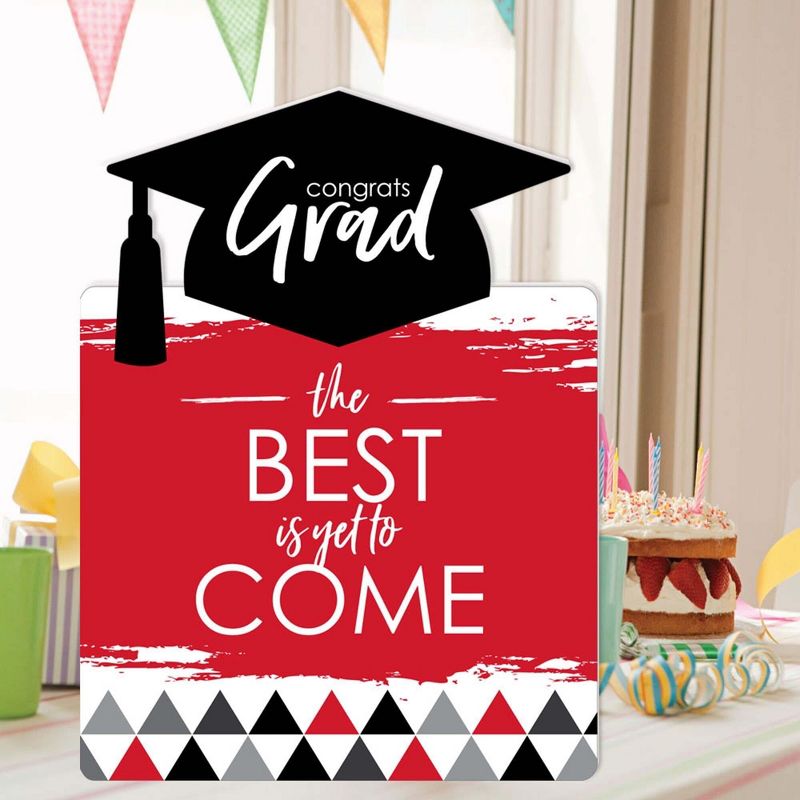 Big Dot of Happiness Red Grad - Best is Yet to Come - Red Grad Congratulations Giant Greeting Card - Big Shaped Jumborific Card, 2 of 8