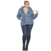 Plus Size Hooded High Pile Fleece Jacket - White Mark - 4 of 4
