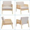 Mid Century Modern Accent Chair with Rattan Armrests, Upholstered Linen Armchair with Wooden Legs - 4 of 4