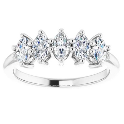 Pompeii3 1Ct Five Stone Marquise Diamond Wedding Ring in 14k White or Yellow Gold