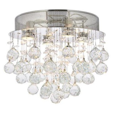 Elegant Lighting Galaxy 4 light Chrome Flush Mount Clear Royal Cut Crystal