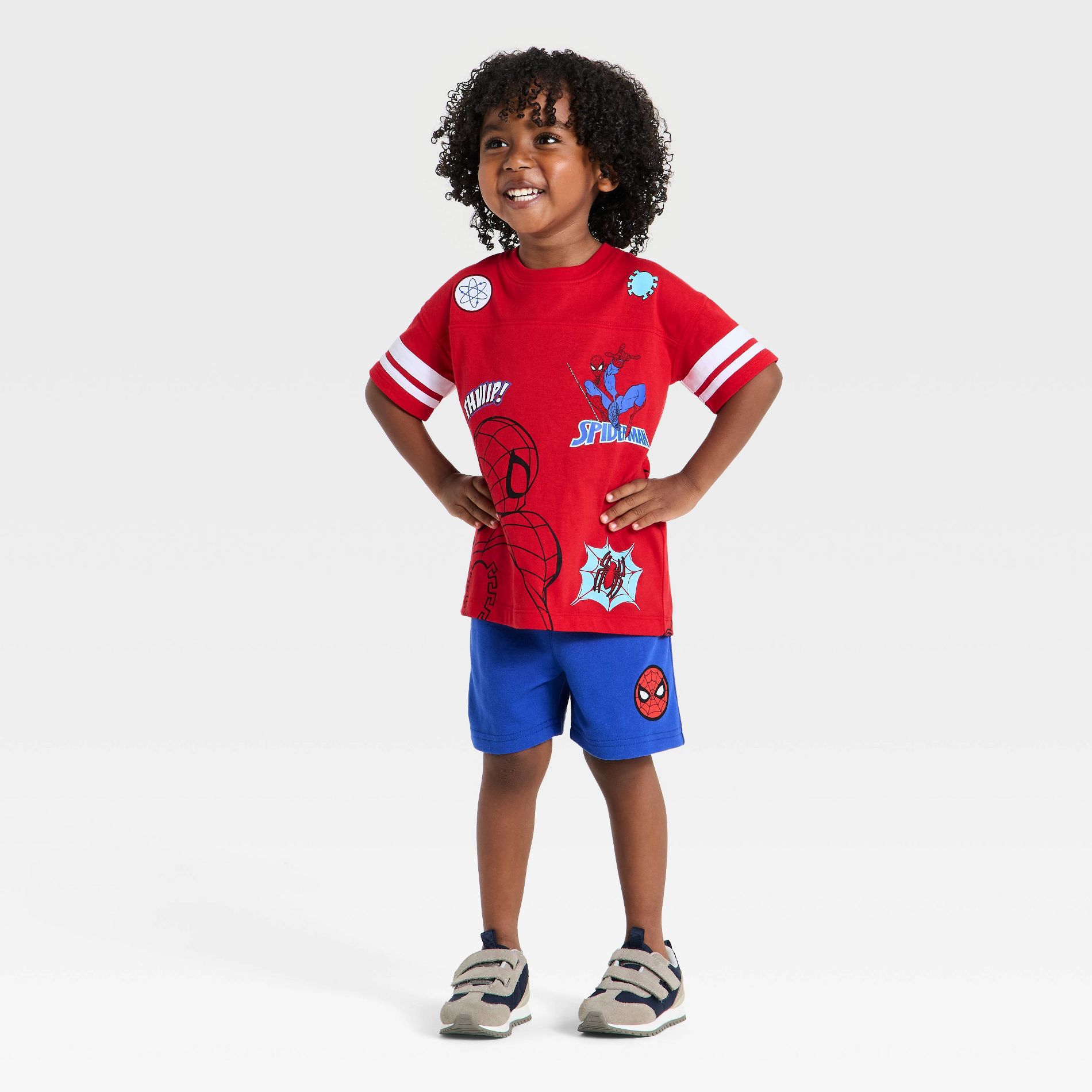 Toddler Boys' 2pc Marvel Spider-Man Americana USA Jersey and Shorts Set - Red