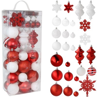 R N' Ds Christmas Snowflake Ball Ornaments - Red And White - 76