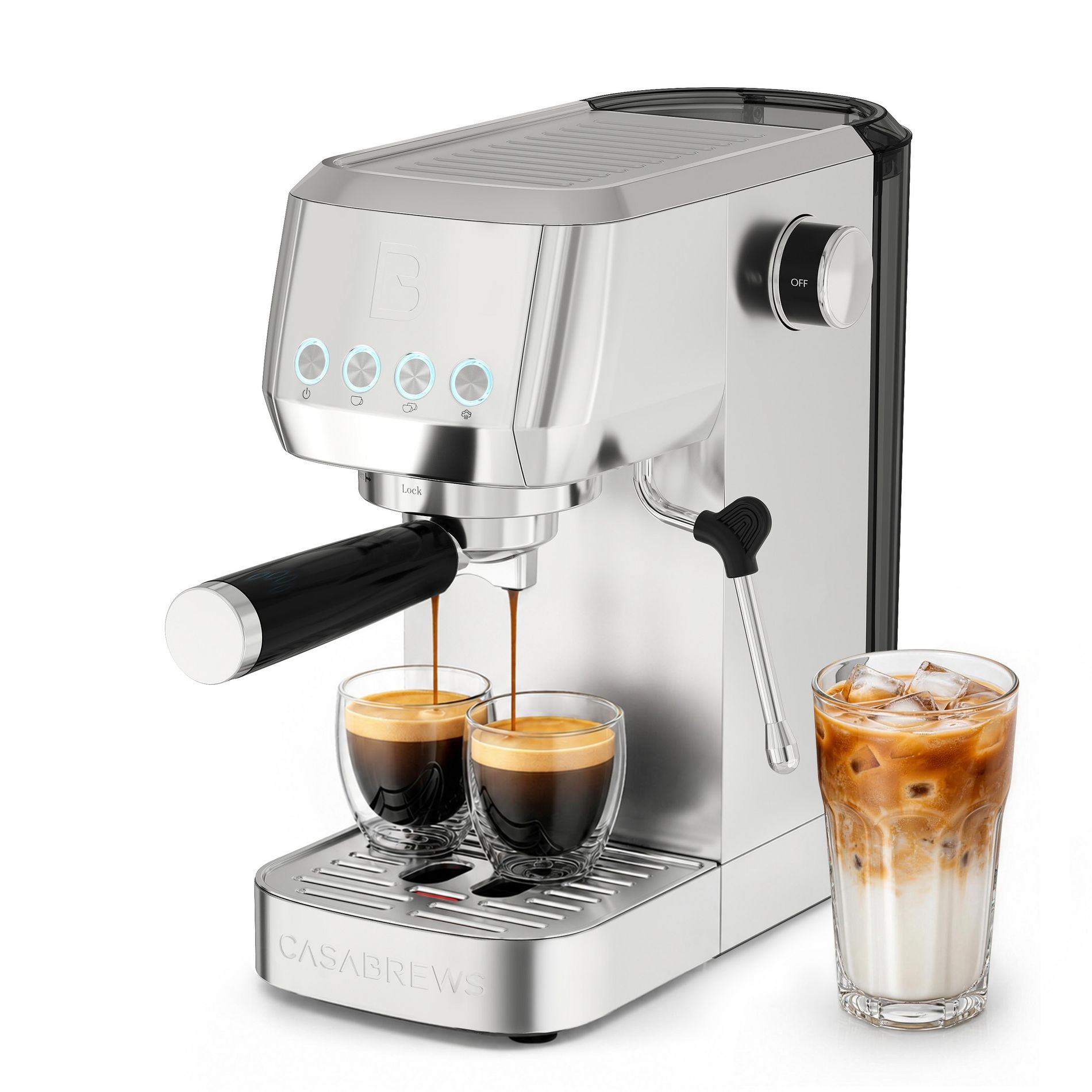 CASABREWS 3700 Essential Espresso Machine, 20 Bar Coffee Maker with PID Temperature Control, Pre-Infusion, Steam Wand & Stainless Steel Design