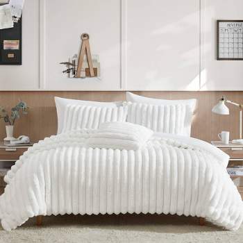 2pc Twin/twin Extra Long Ruched Chevron Comforter Set White - Lush Décor :  Target