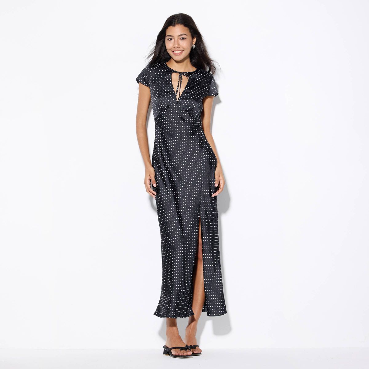Women's Cap Sleeve Tie-Front Maxi Empire Waist Dress - Wild Fable™