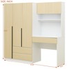 Vanity Wardrobe with Desk Clothing Armoire Closet Storage Cabinet with Makeup Mirror, Drawers, Hanging Rail and Storage Shelf, White/Nature-ModernLuxe - 3 of 4