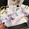 Anna-Kaci Women's Satin Square Scarf with Butterfly and Floral Print Lightweight Neck Head or Bag Accessory - 4 of 4