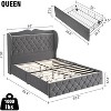 Queen Upholstered Bed Frame with Storage Headboard & Charging Station, 4-Drawer Platform Base, No Box Spring Needed - 2 of 4