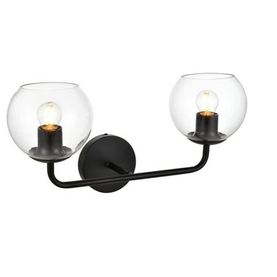 Elegant Lighting Genesis 2 light Black and Clear Bath Sconce