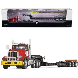 Peterbilt 367 Day Cab Cola Red and Talbert 55SA Tri-Axle Lowboy Trailer Black 1/50 Diecast Model by First Gear - 1 of 3