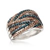 Ross-Simons 1.00 ct. t.w. Blue and Champagne Diamond Ring in Sterling Silver - 4 of 4